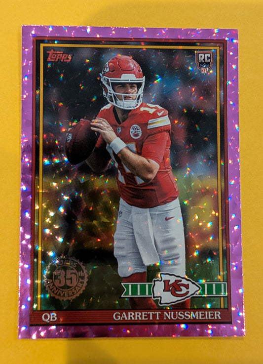 2026 Topps Football Garrett Nussmeier 1991 Topps Rookies #91TR-3 Pink Crackle Foil