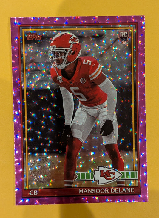 2026 Topps Football Mansoor Delane 1991 Topps Rookies #91TR-48 Pink Crackle Foil