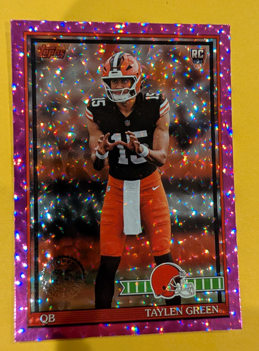 2026 Topps Football Taylen Green 1991 Topps Rookies #91TR-8 Pink Crackle Foil