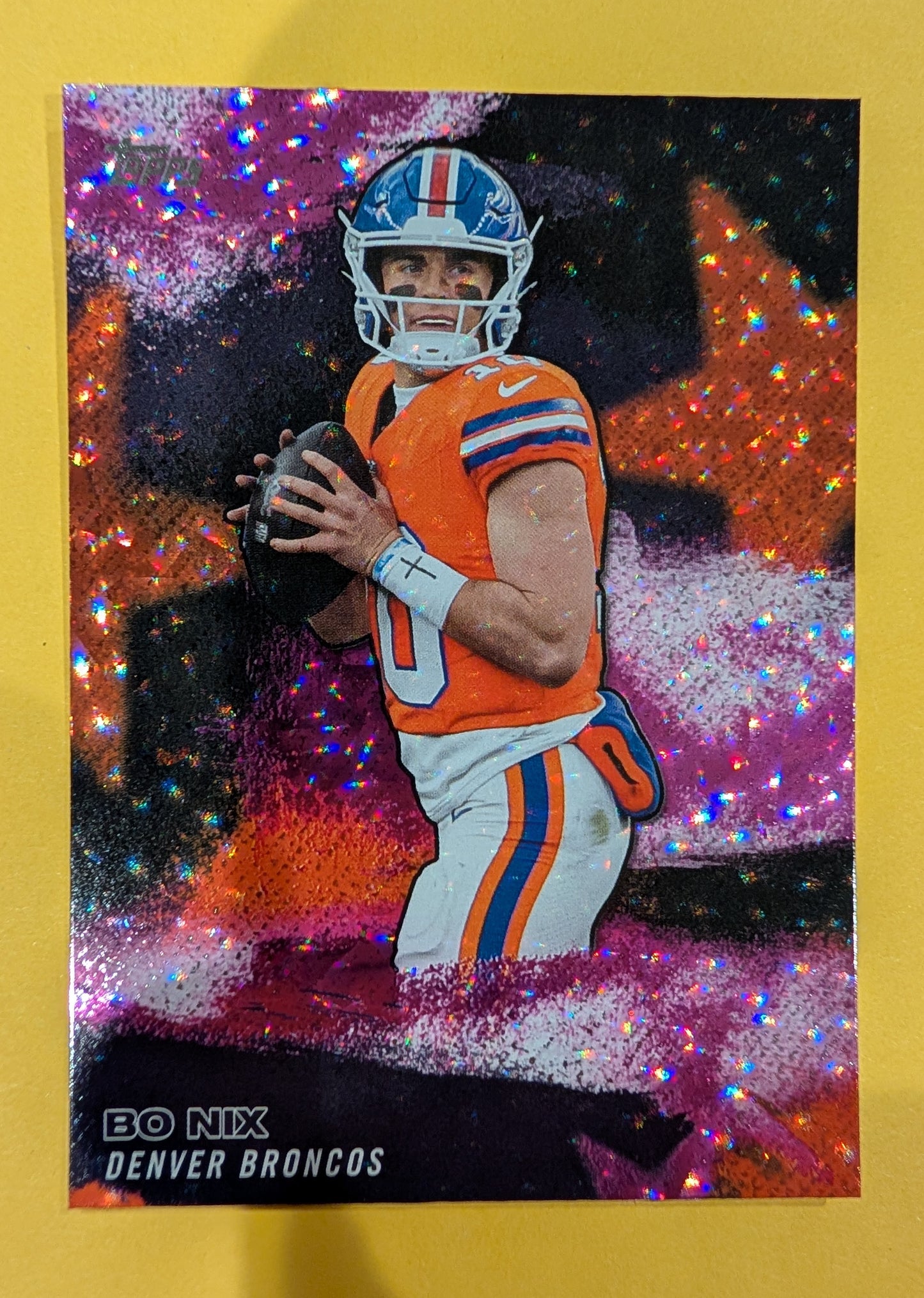 2026 Topps Football Bo Nix NFL Stars #NFLS-1 Pink Crackle Foil