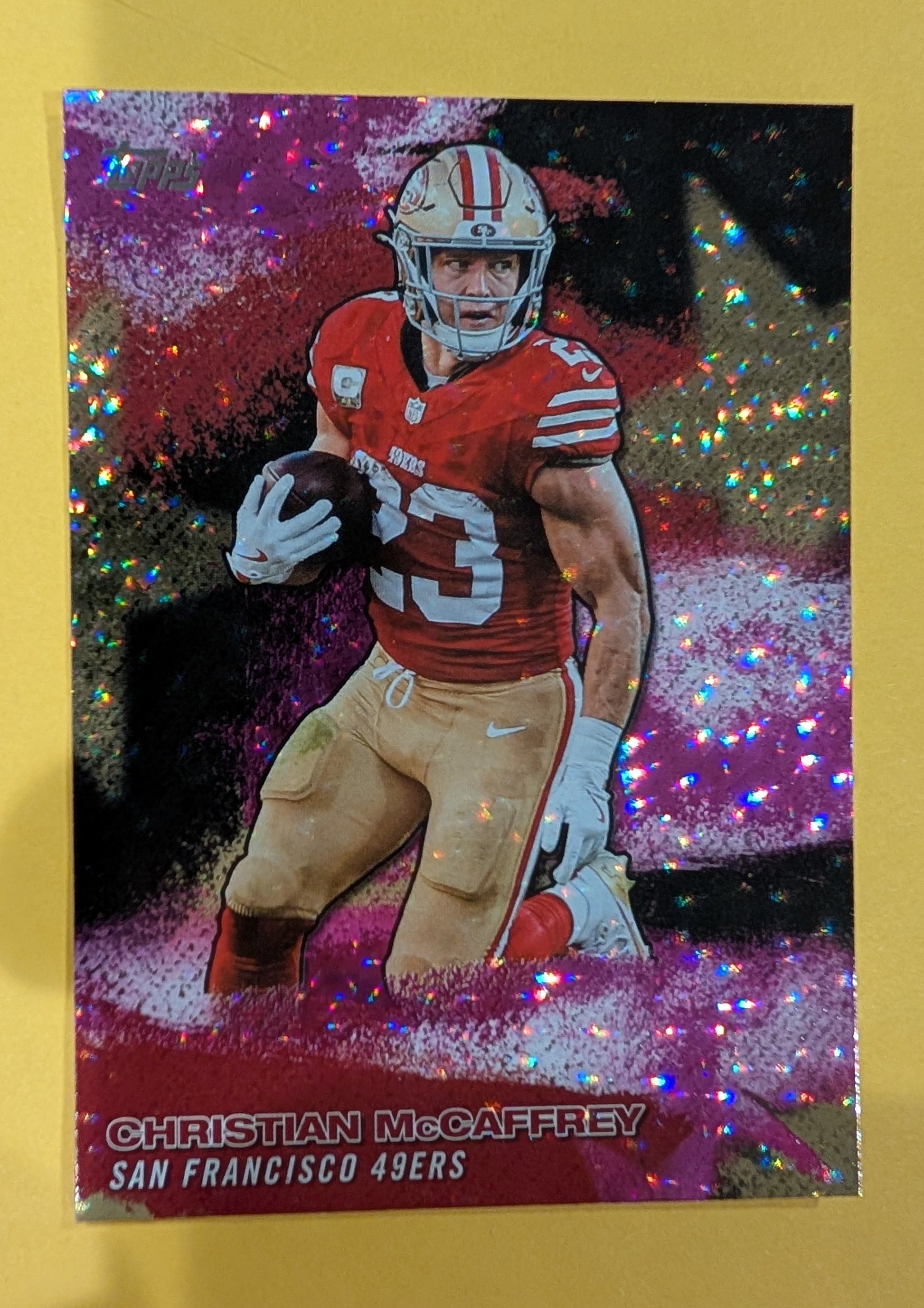 2026 Topps Football Christian McCaffrey NFL Stars #NFLS-31 Pink Crackle Foil