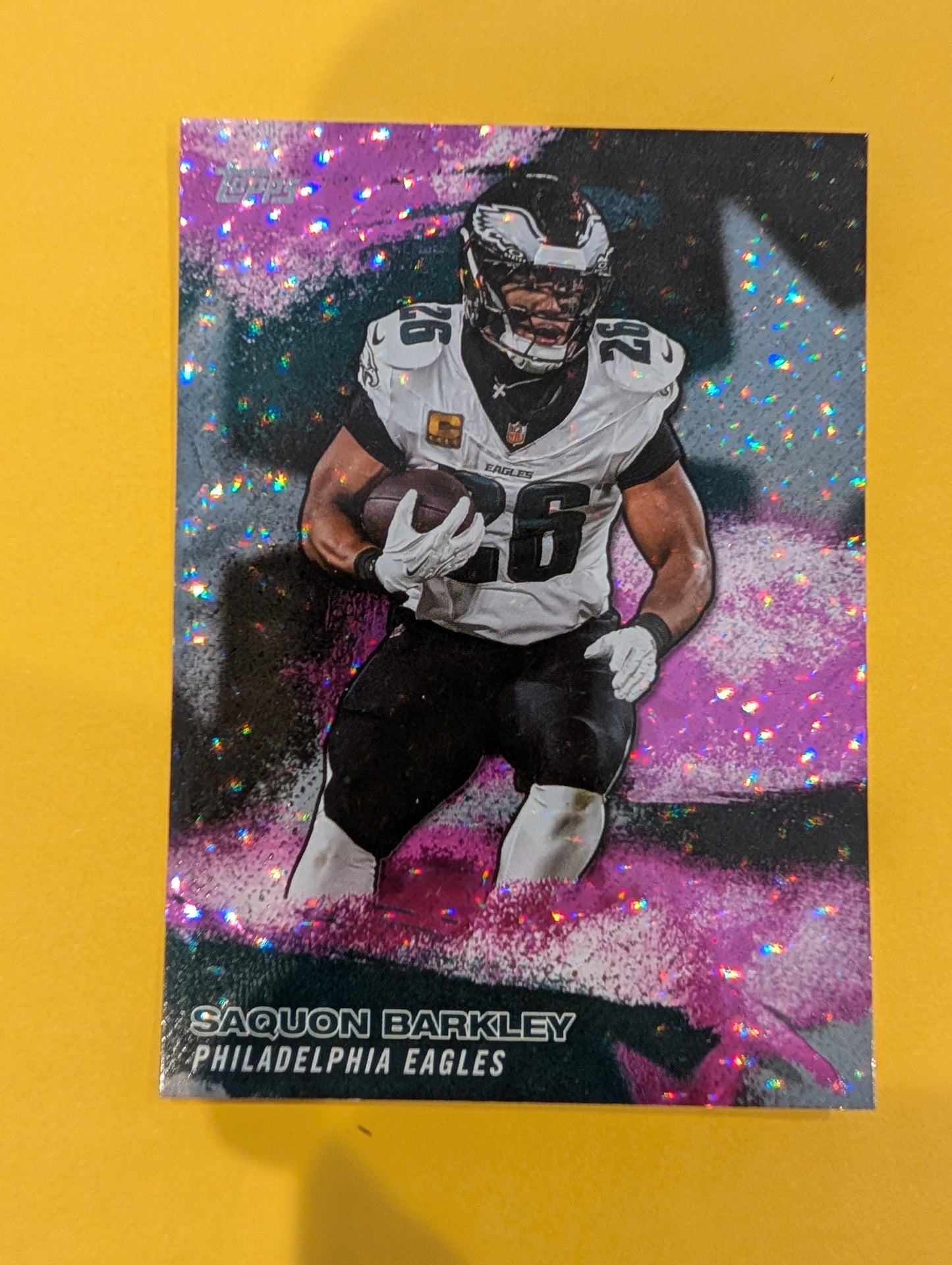 Saquon Barkley NFLS-34 2026 Topps Football NFL Stars Pink Crackle Foil