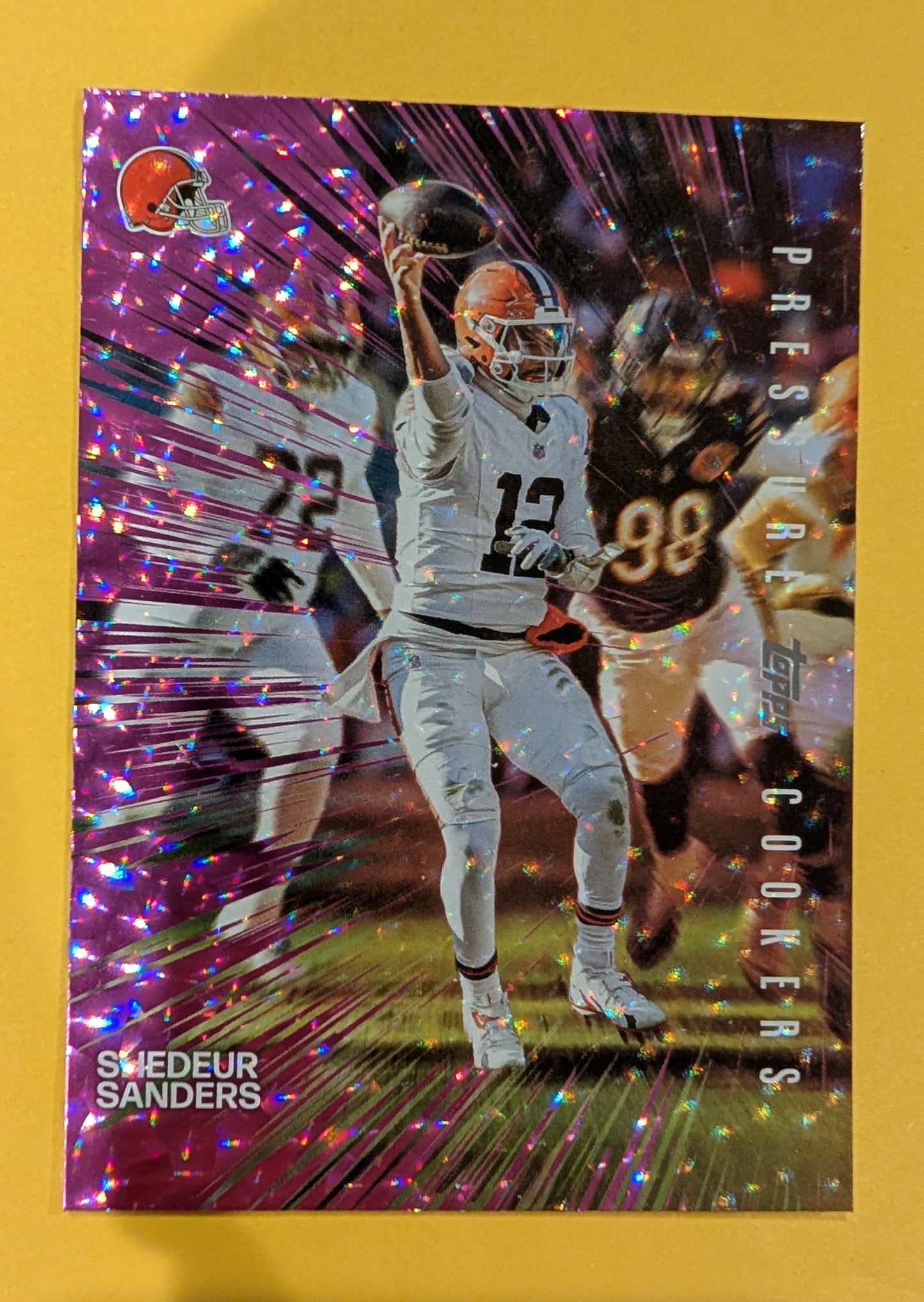 2026 Topps Football Shedeur Sanders Pressure Cookers #PC-1 Pink Crackle Foil