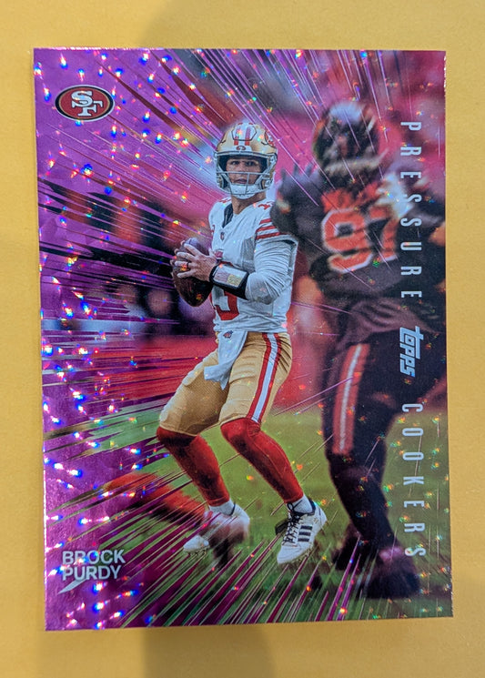 2026 Topps Football Brock Purdy Pressure Cookers #PC-25 Pink Crackle Foil