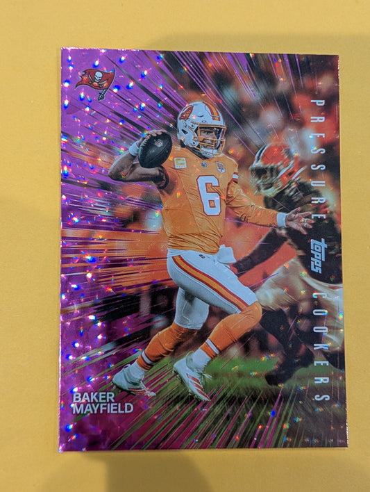 Baker Mayfield PC-26 2026 Topps Football Pressure Cookers Pink Crackle Foil