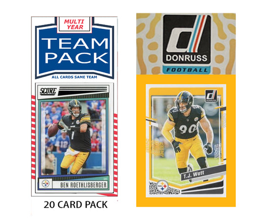 Pittsburgh Steelers Team Pack 20 Cards Roethlisberger + 2023 Donruss Team Set