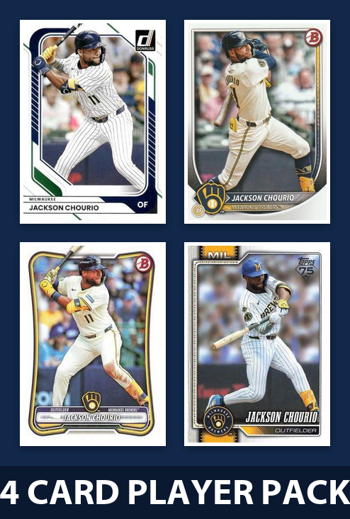Jackson Chourio 4 Card Player Pack 2026 2025 Topps Bowman Milwaukee Brewers