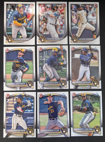 2025 BOWMAN Paper Prospects Team Set BP Milwaukee Brewers Jesus Made Jackson Chourio