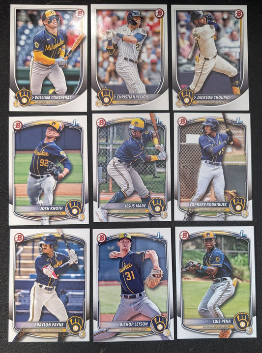 2025 BOWMAN Paper Prospects Team Set BP Milwaukee Brewers Jesus Made Jackson Chourio