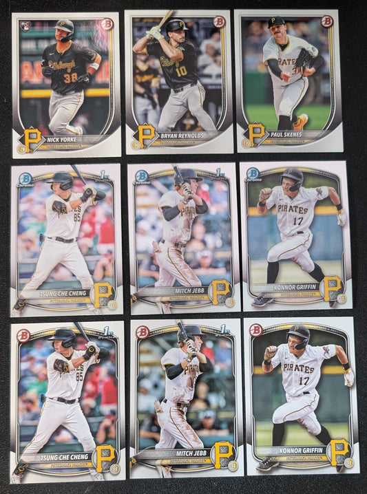 2025 BOWMAN Chrome + Paper Prospects Team Set BCP Pittsburgh Pirates Paul Skenes Konnor Griffin Tseng