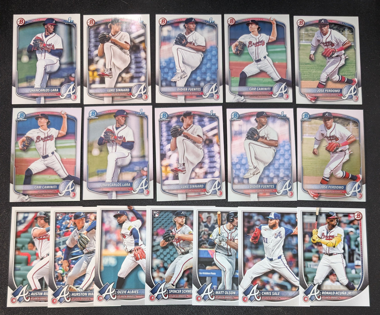 2025 BOWMAN Chrome + Paper Prospects Team Set BCP Atlanta Braves Acuna Schwellenbach Caminiti