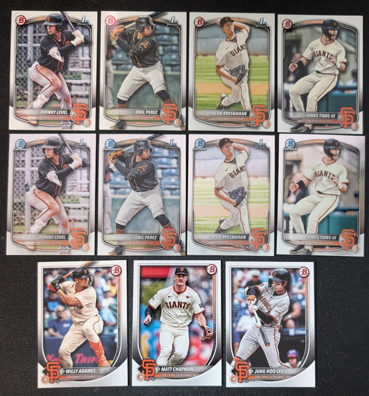 2025 BOWMAN Chrome + Paper Prospects Team Set BCP San Francisco Giants Adames Jhonny Level
