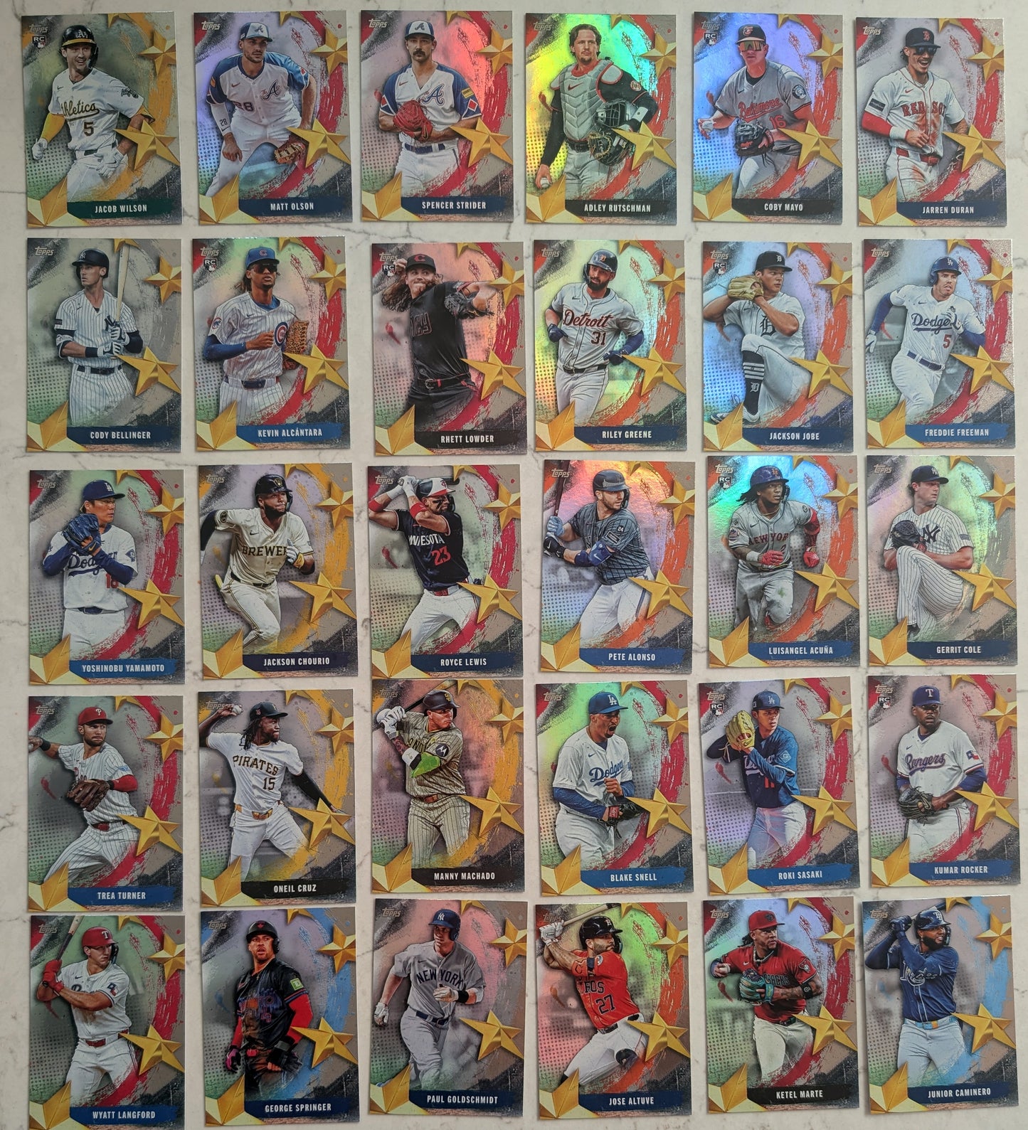 2025 Topps Series 2 SMLB 30 Baseball Card Insert Set with Juan Soto, Jacob Wilson Alonso Sasaki