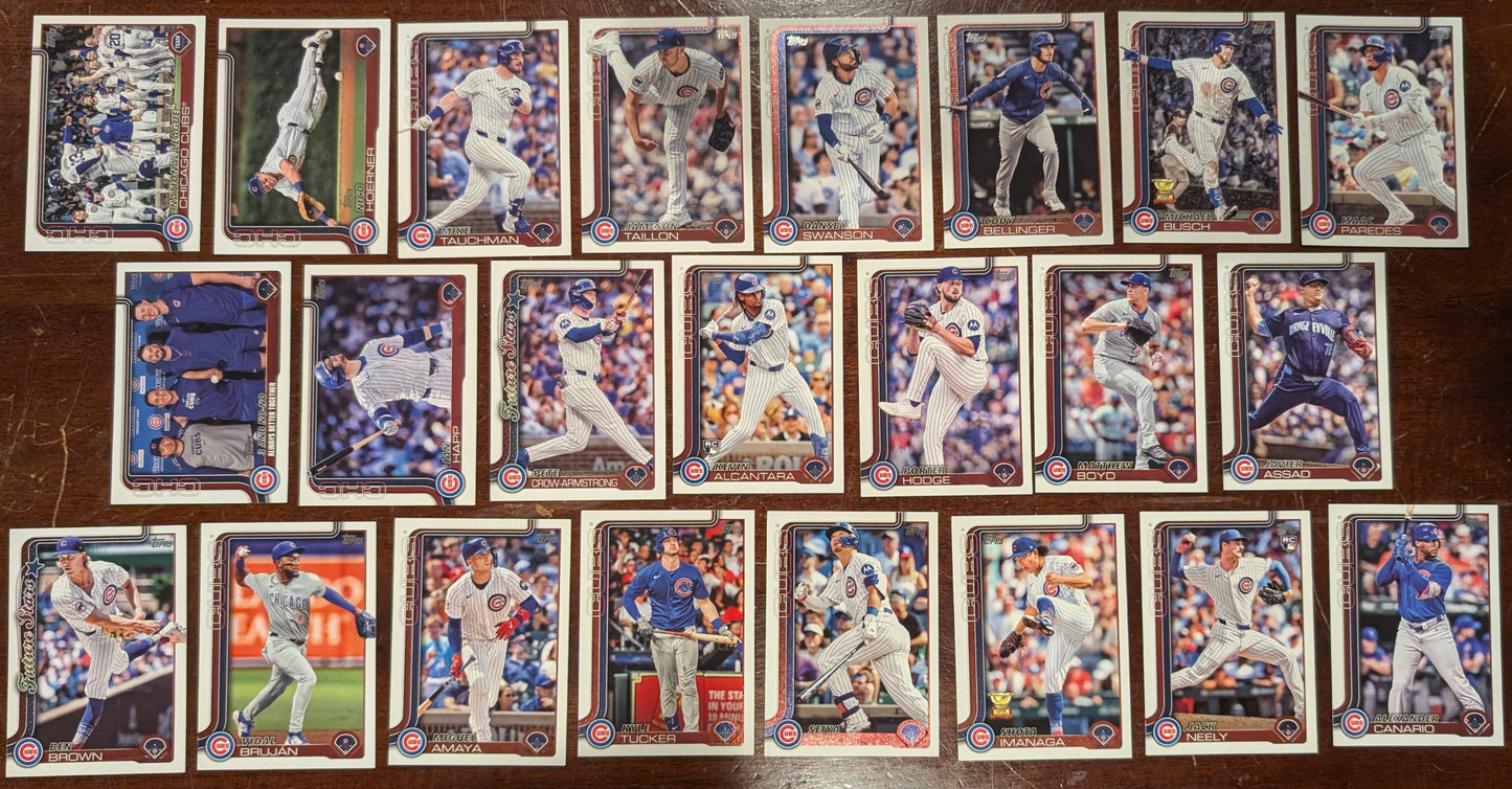 2025 Topps Series 1 + Series 2 Baseball Team Set 23 Cards Chicago Cubs PCA Pete Crow-Armstrong Tucker