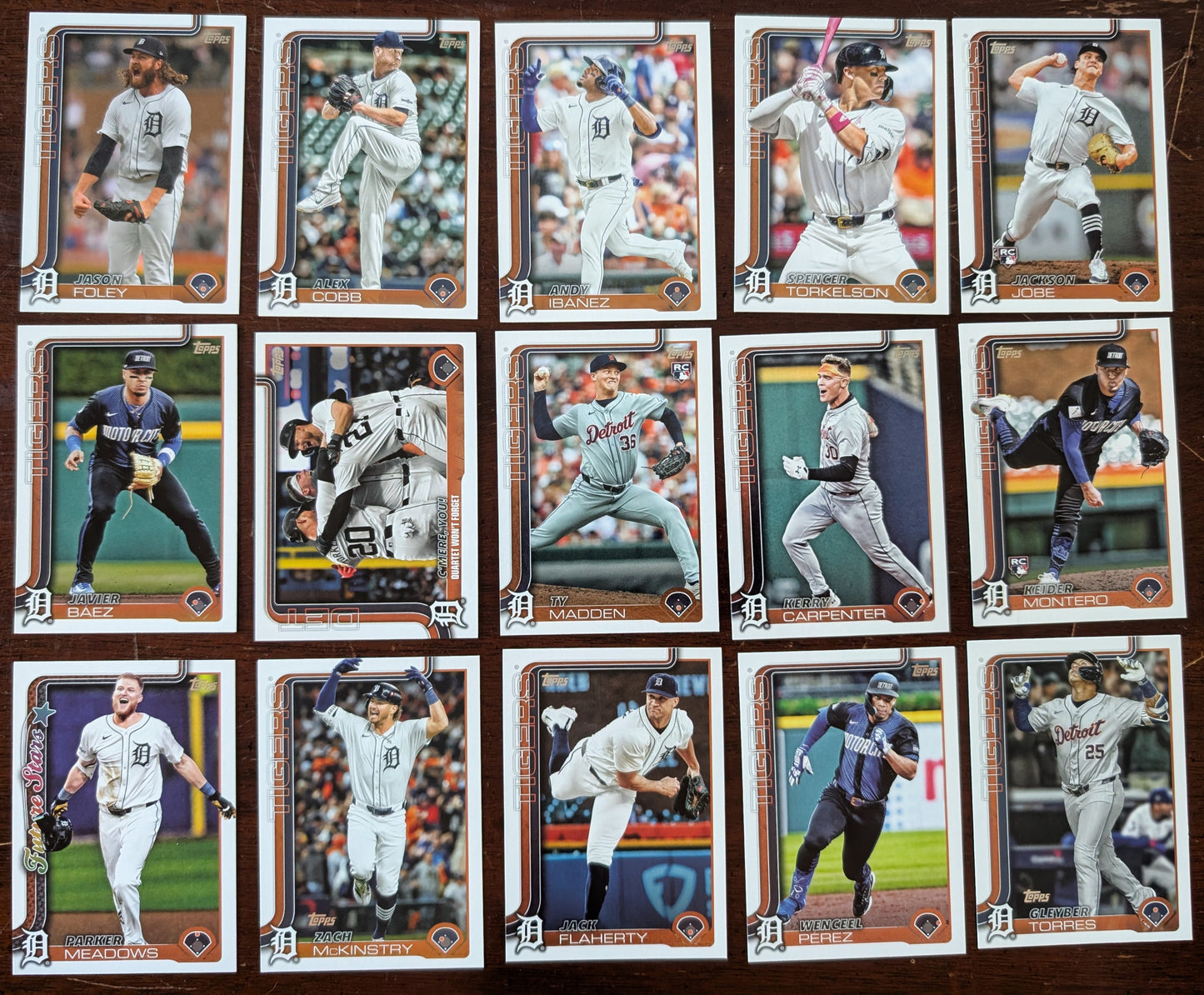 2025 Topps Series 2 Baseball Team Set 15 Cards Detroit Tigers Baez Gleyber Torkelson