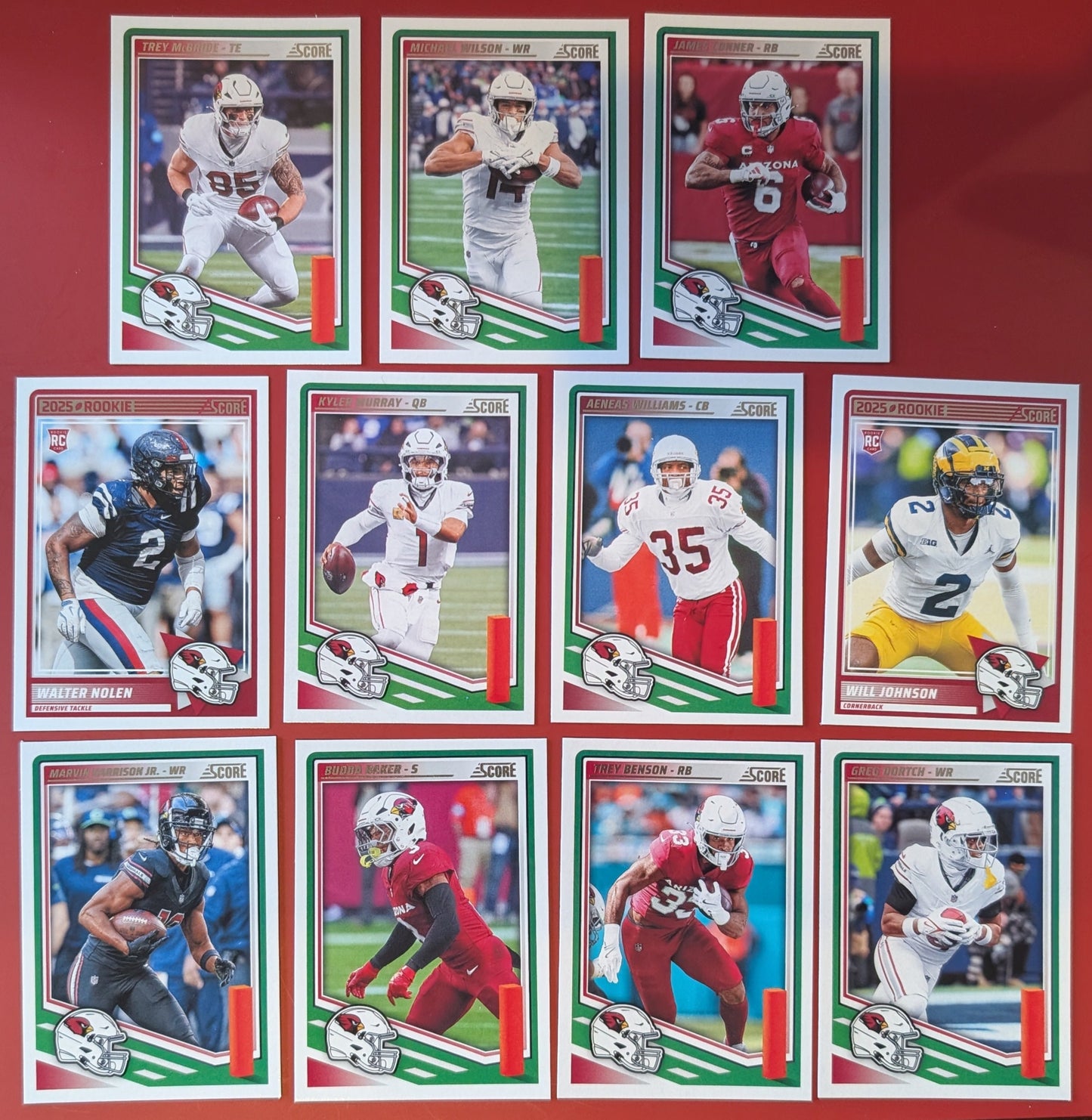 2025 Topps Arizona Diamondbacks SCORE Cardinals NFL MLB Team Set Bundle - 25 Total Cards - Kyler Murray, Corbin Carroll, Marvin Harrison JR