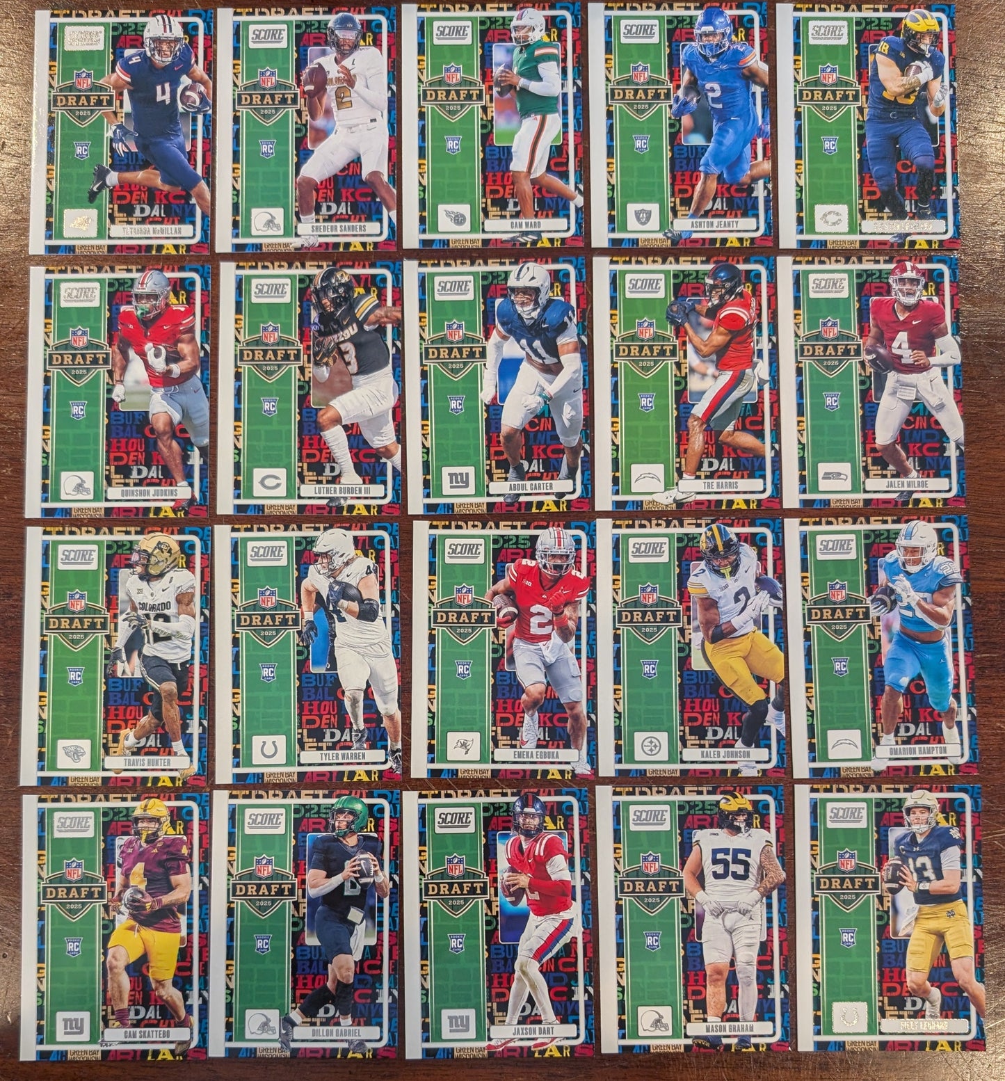 2025 SCORE DRAFT Insert Set Cam Ward Shedeur Jeanty Travis Hunter Skattebo Dart