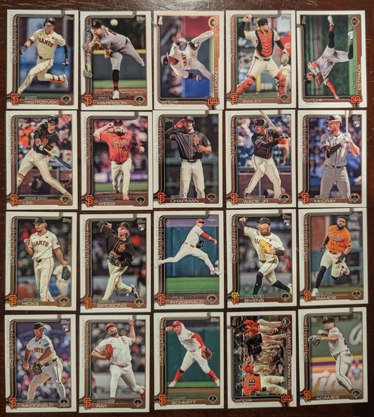 2025 Topps Series 1 +2 Baseball Team Set 20 Cards San Francisco Giants Chapman Willy Adames