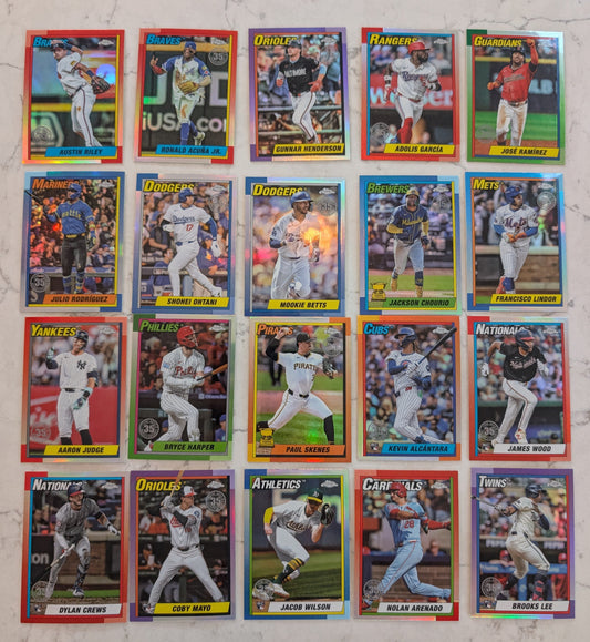 2025 Topps Chrome Complete Insert Set 20 Cards 1990 Wilson Acuna Judge Skenes Ohtani