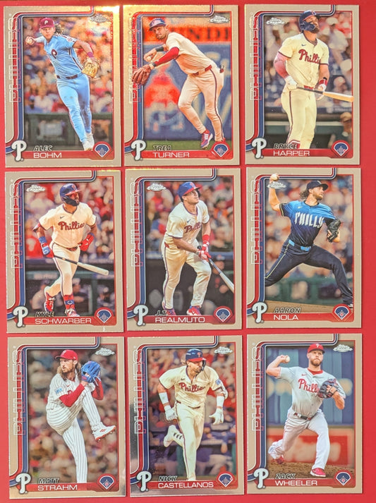 2025 Topps Chrome Baseball Team Set 9 Philadelphia Phillies Bryce Harper Kyle Schwarber