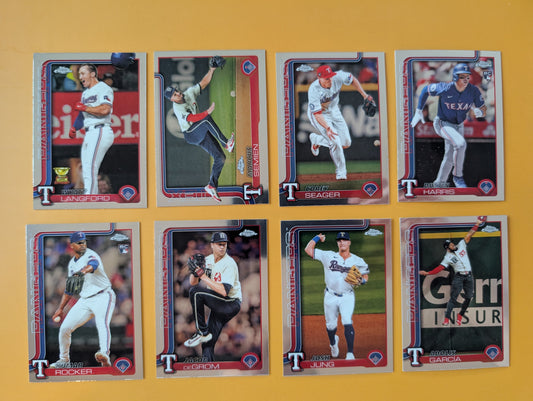 2025 Topps Chrome Baseball Team Set 8 Texas Rangers Wyatt Langford DeGrom