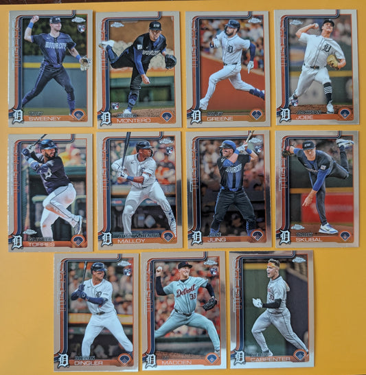 2025 Topps Chrome Baseball Team Set 11 Cards Detroit Tigers Tarik Skubal RIley Greene