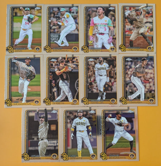 2025 Topps Chrome Baseball Team Set 11 San Diego Padres Jackson Merrill Tatis Darvish