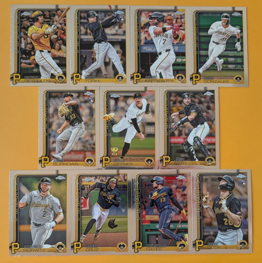 2025 Topps Chrome Baseball Team Set 11 Pittsburgh Pirates Paul Skenes Oneil Cruz