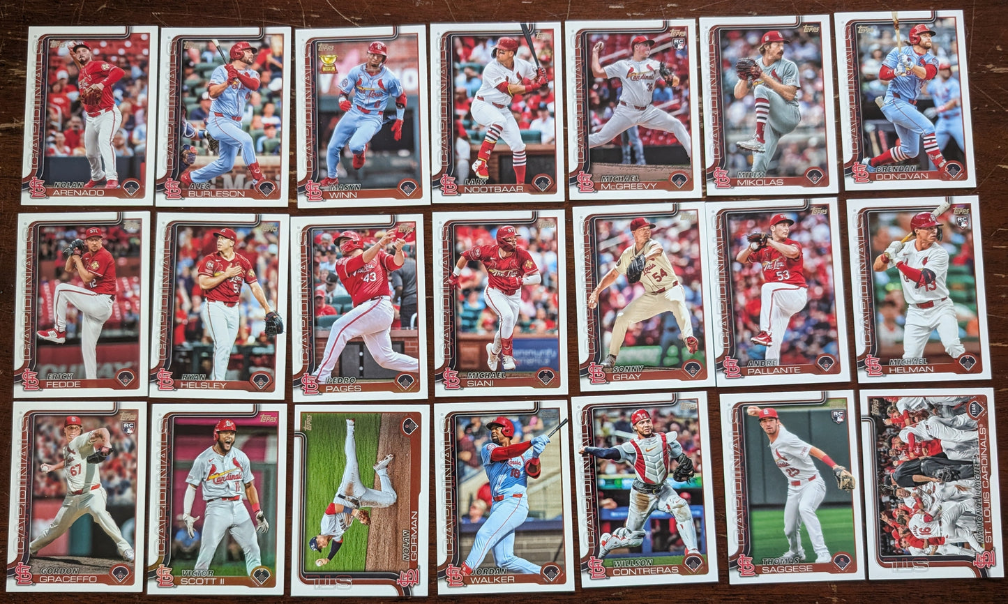 2025 Topps Series 1 + 2 Baseball Team Set 21 Cards St Louis Cardinals Masyn Winn Saggese RC