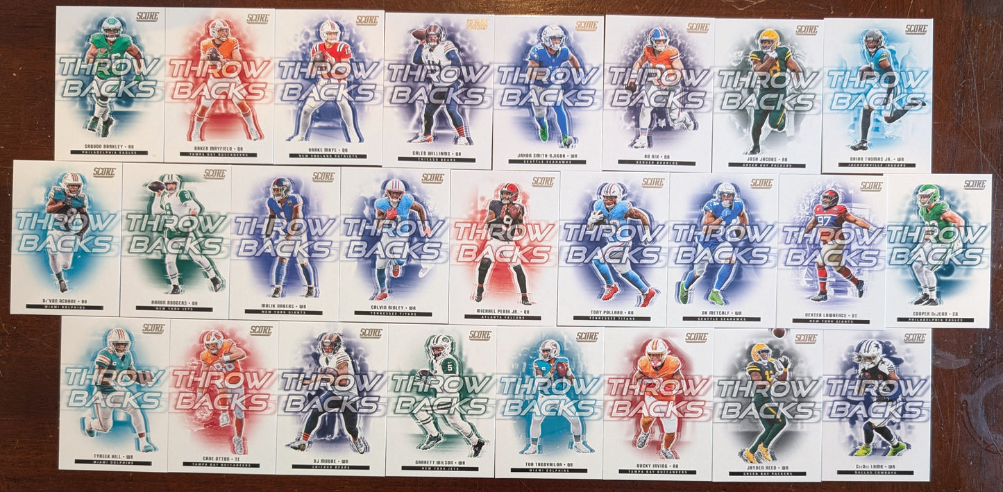 2025 SCORE Throwbacks Complete Set 25 Barkley Maye Nix Tyreek Caleb CeeDee