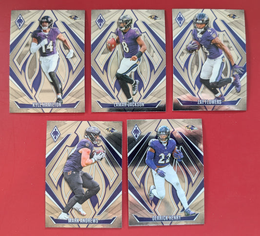 2024 Panini Phoenix NFL Team Pack Baltimore Ravens Lamar Jackson Derrick Henry