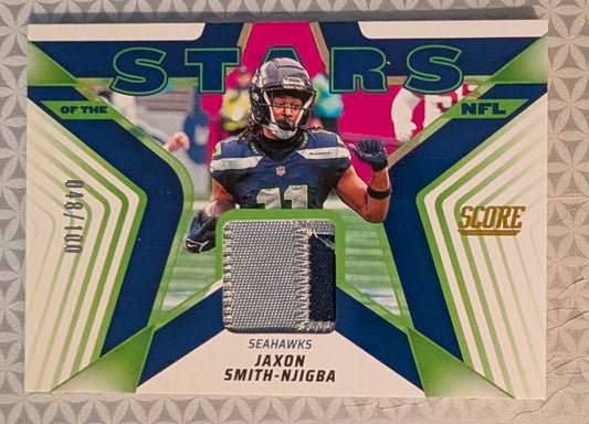 2025 SCORE Patch Prime Relic NFL Stars Jaxson Smith-Njigba /100 SP