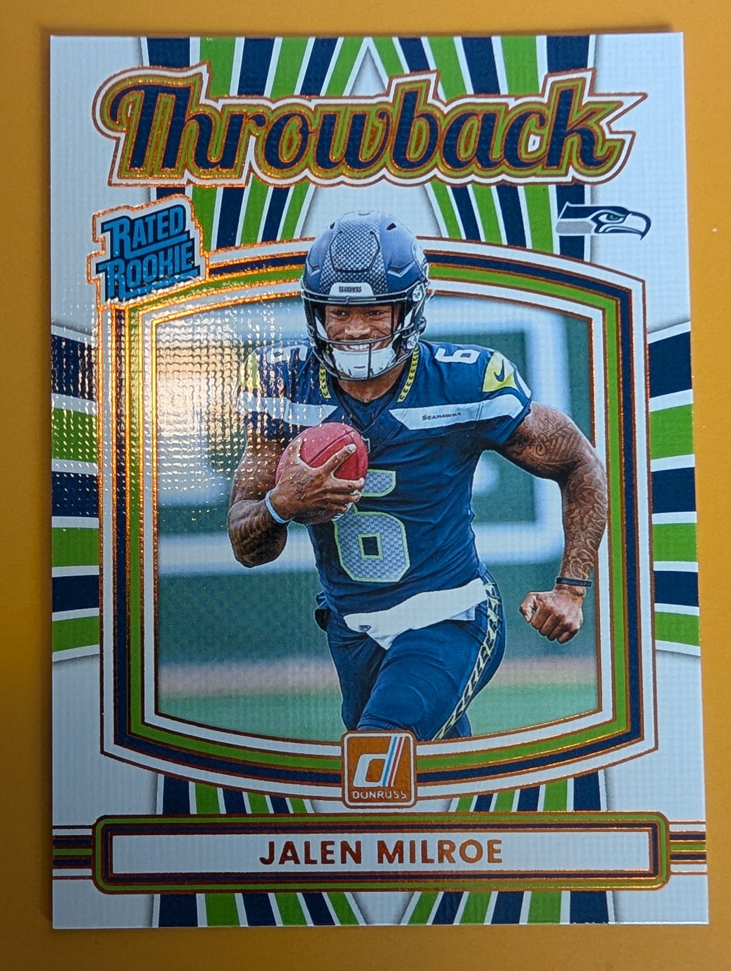 2025 DONRUSS Throwback Rated Rookie Insert Jalen Milroe Seattle Seahawks RC