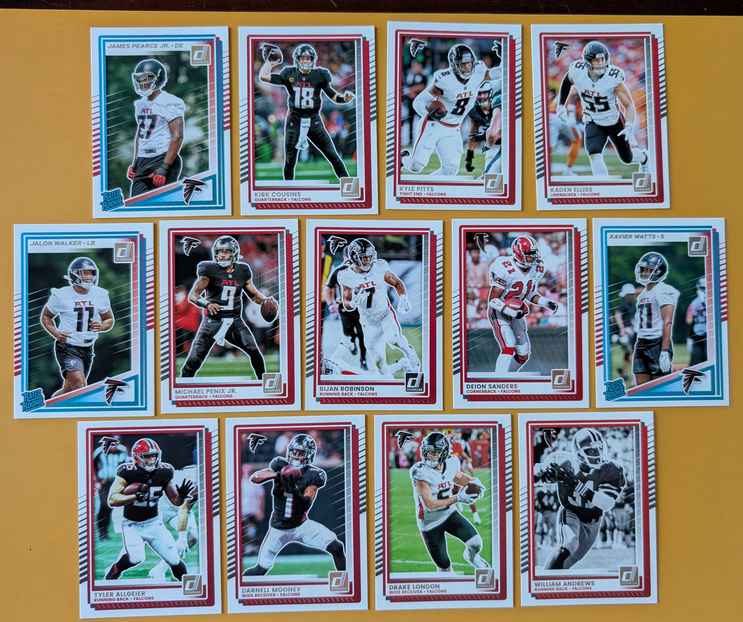 2025 Donruss NFL Team Set Atlanta Falcons Bijan Robinson Michael Penix Jr