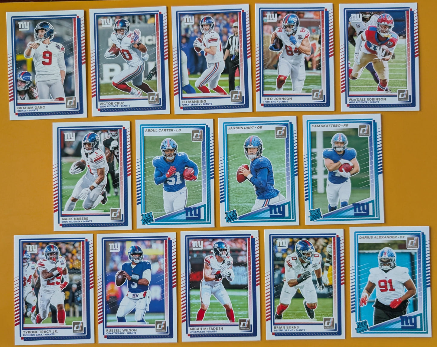 2025 Donruss NFL Team Set New York Giants - Jaxson Dart Skattebo