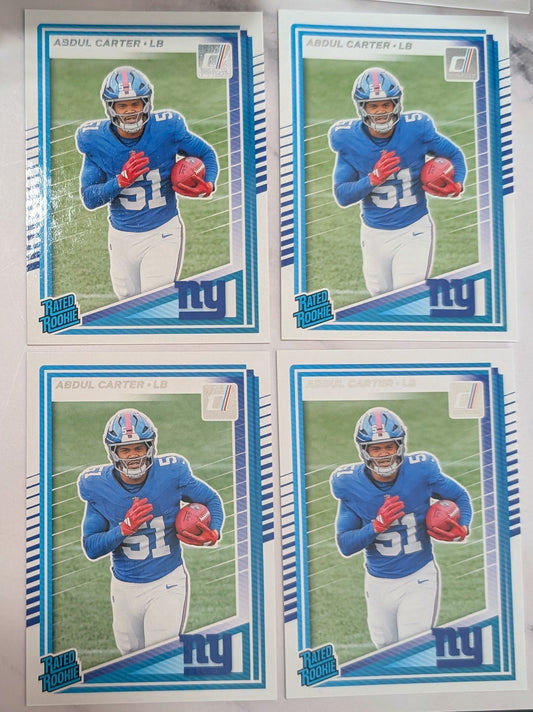 2025 Donruss Abdul Carter New York Giants Rated Rookie RC x4