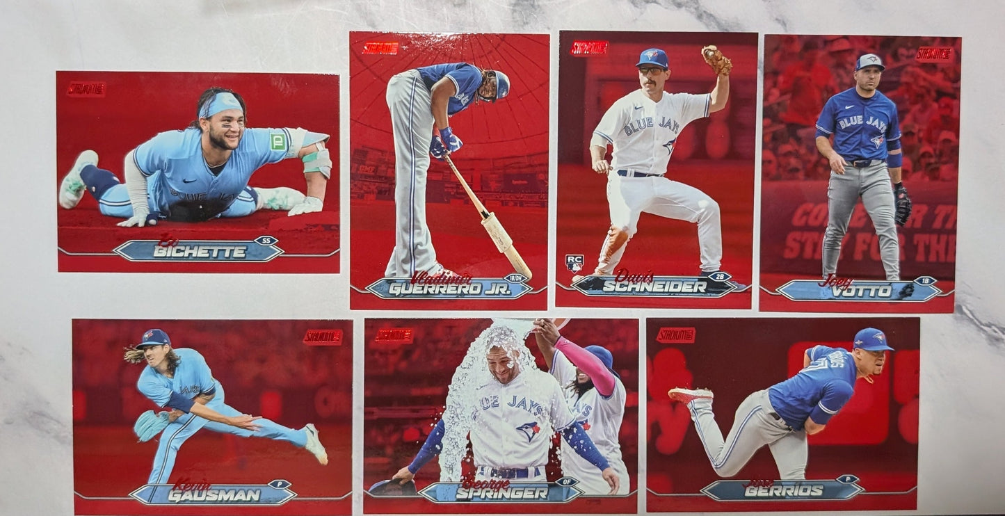 2024 Topps Stadium Club Red Foil Team Set (7) Toronto Blue Jays Guerrero Springer Bichette (Copy)