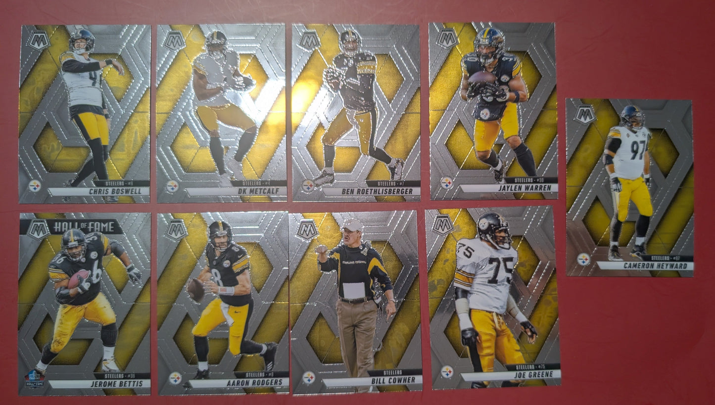 2025 Mosaic NFL Veteran Team Pack Set Pittsburgh Steelers TJ Watt Cowher Roethlisberger