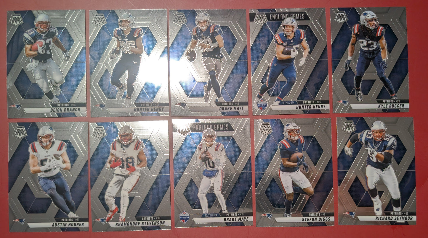 2025 Mosaic NFL Veteran Team Pack Set New England Patriots Drake Maye Stefon Diggs