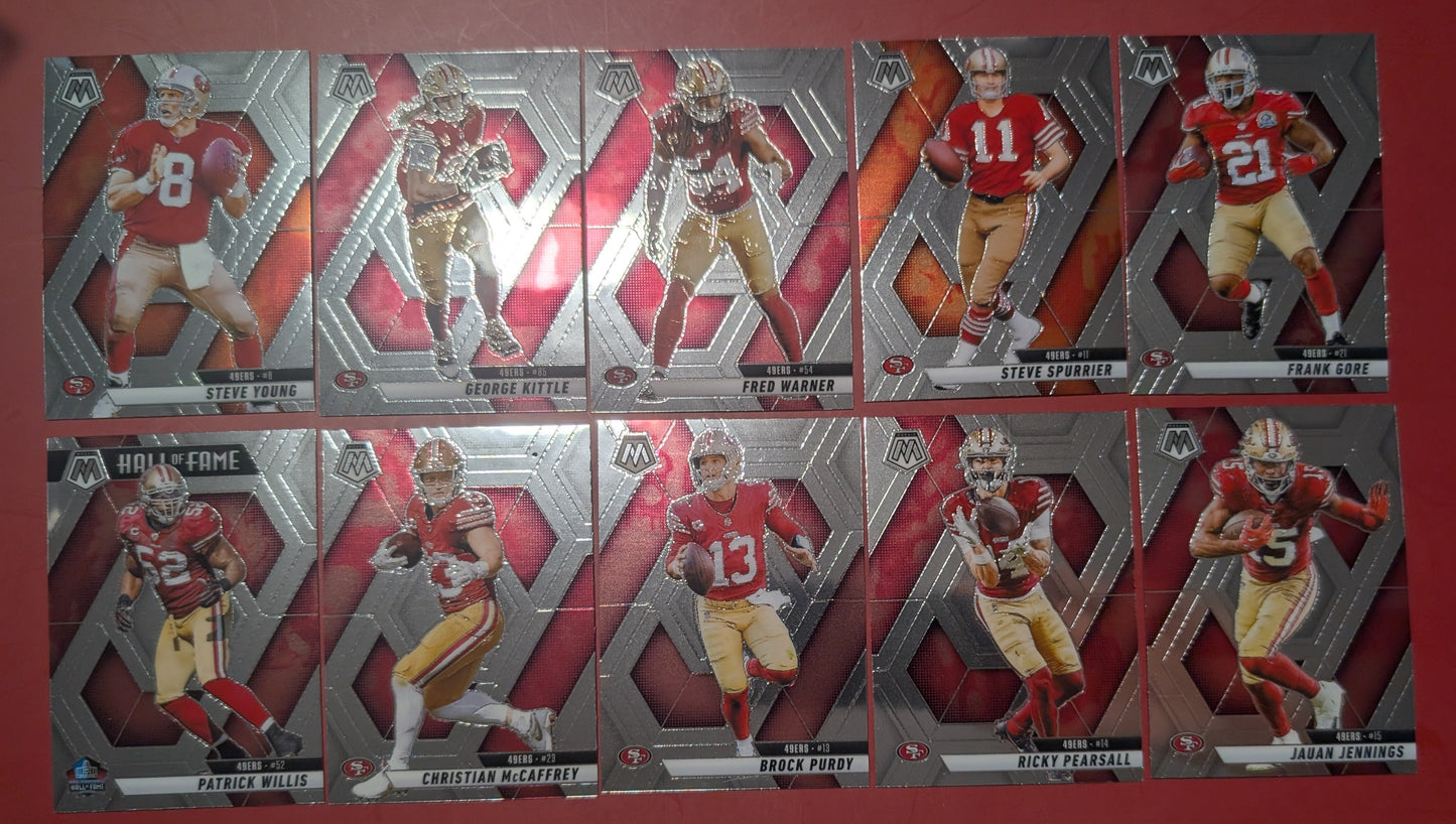2025 Mosaic NFL Veteran Team Pack Set San Francisco 49ers Kittle Purdy McCaffrey
