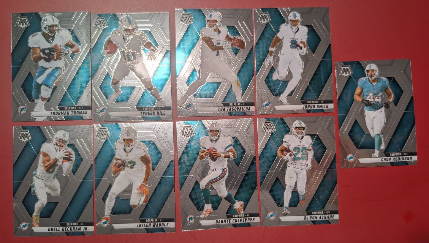2025 Mosaic NFL Veteran Team Pack Set Miami Dolphins Tua Tyreek Hill Waddle Achane
