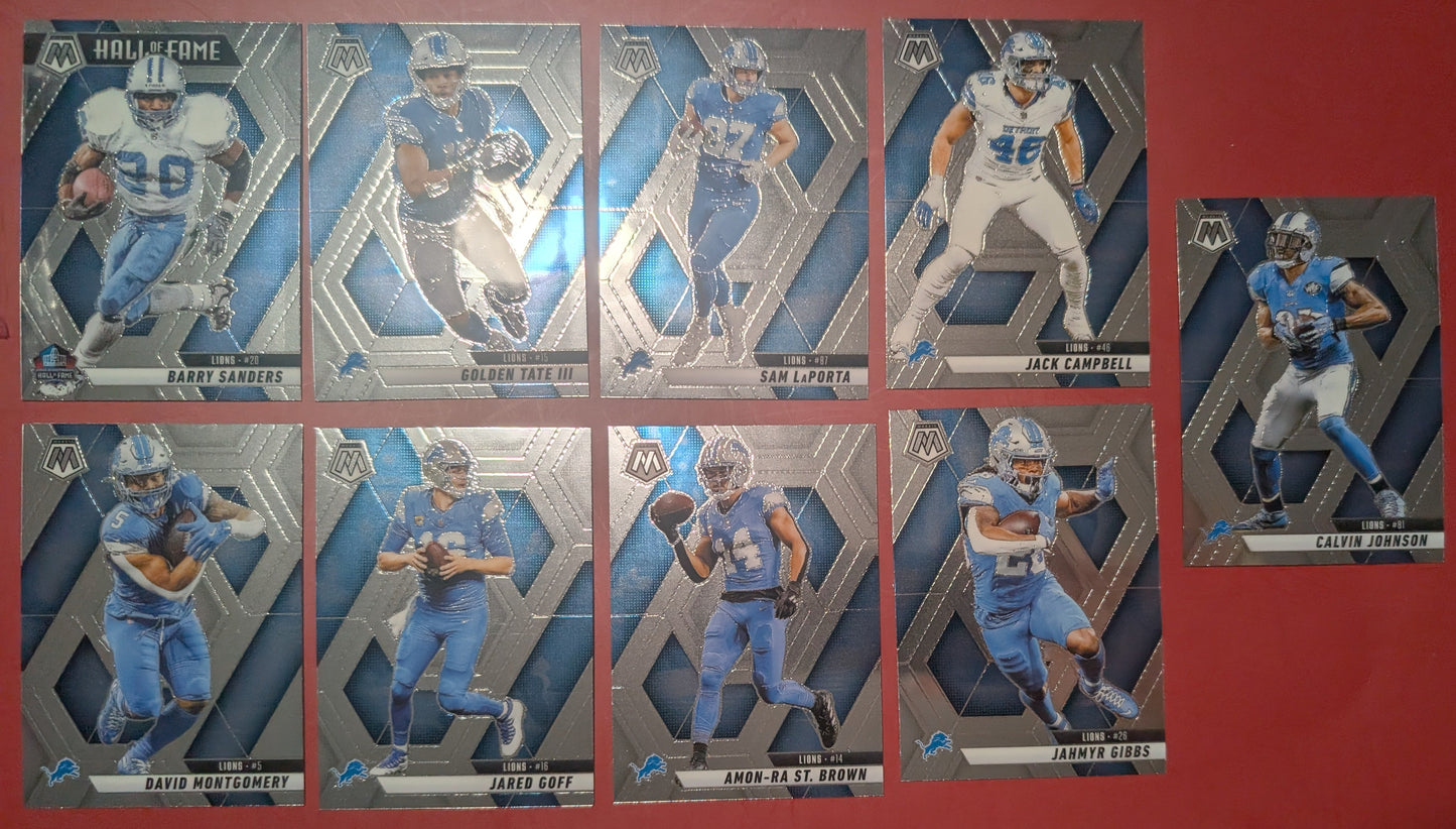 2025 Mosaic NFL Veteran Team Pack Set Detroit Lions Jared Goff Amon-Ra Gibbs Sanders
