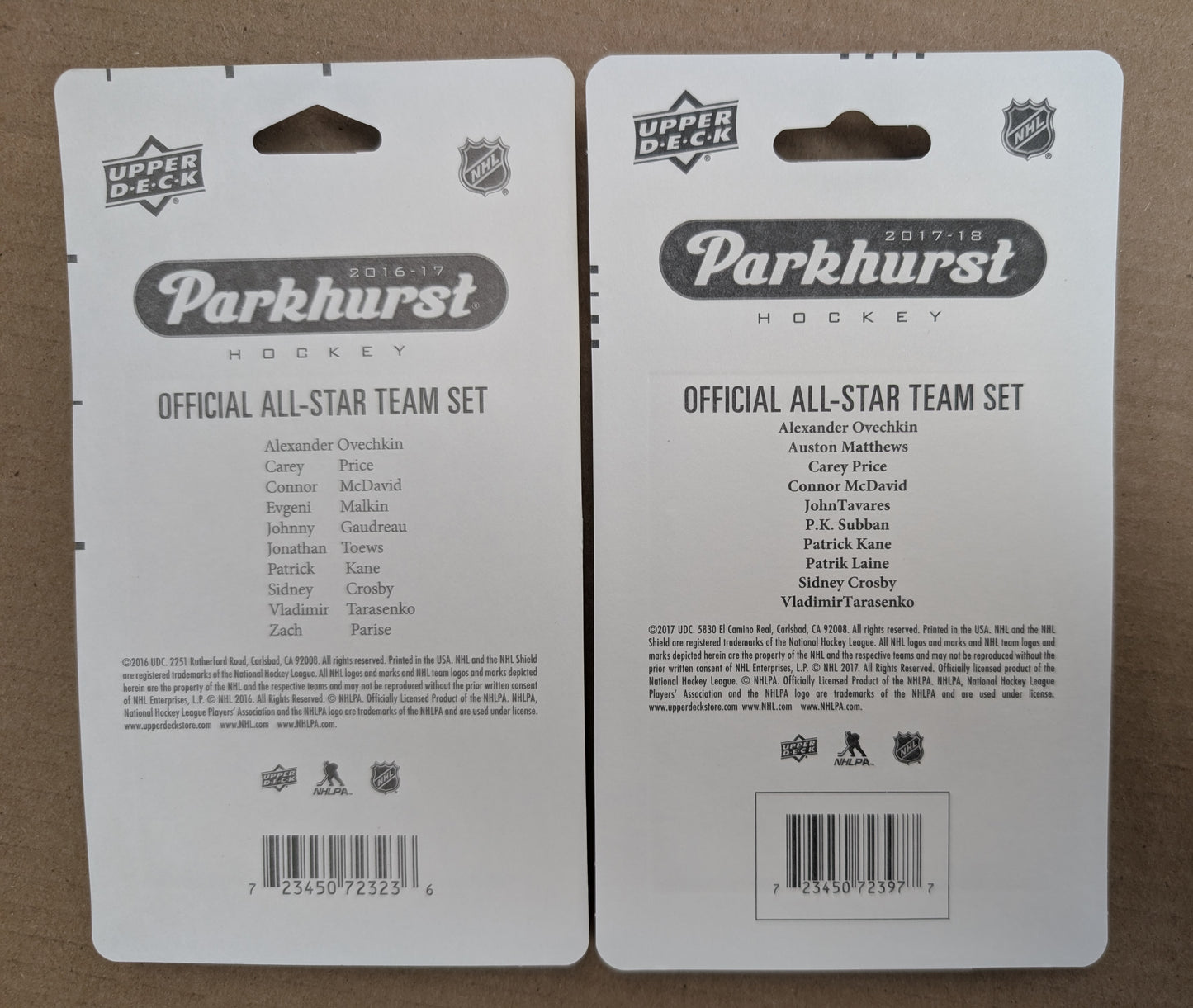 Factory Sealed 2 All Star Parkhurst Upper Deck Sets 2016-17 2017-18 Sidney Crosby McDavid Ovechkin