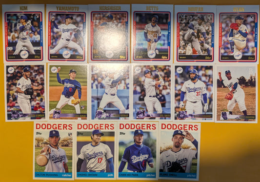 2025 Topps Archives Baseball Team Set 16 Cards LA Dodgers Rushing Sasaki Ohtani