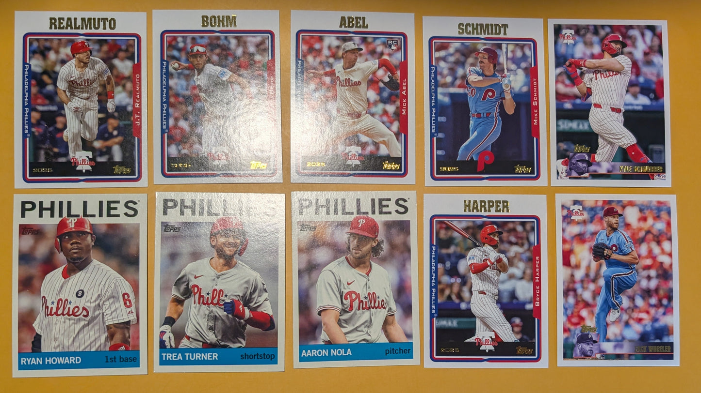 2025 Topps Archives Baseball Team Set 10 Cards Philadelphia Phillies Mick Abel RC Schmidt Harper