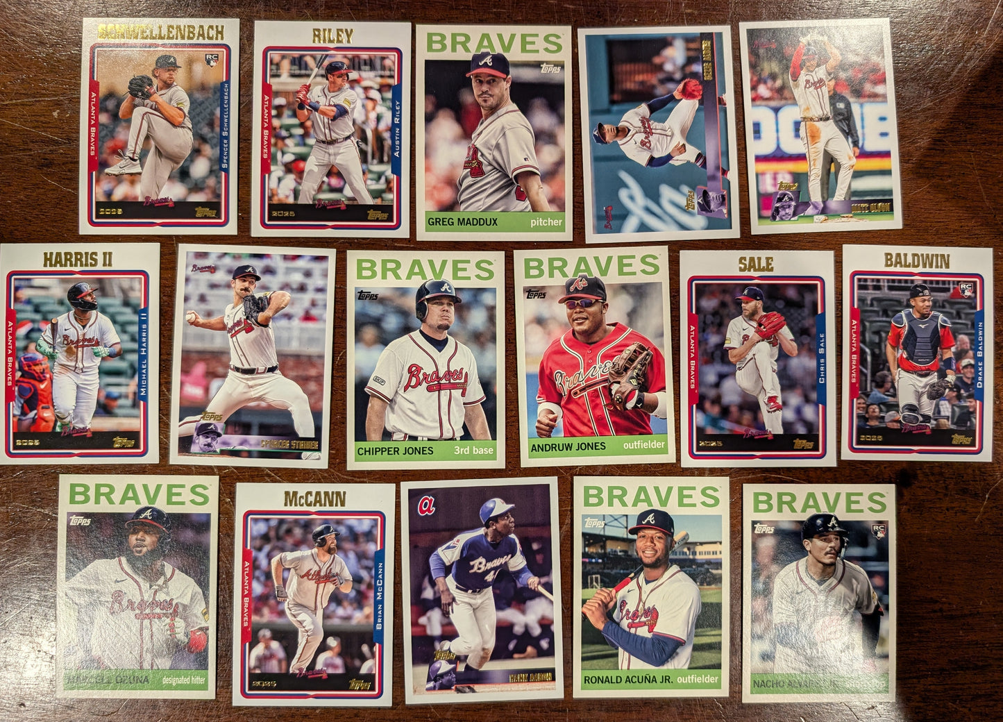 2025 Topps Archives Baseball Team Set 16 Cards Atlanta Braves Drake Baldwin RC ROY