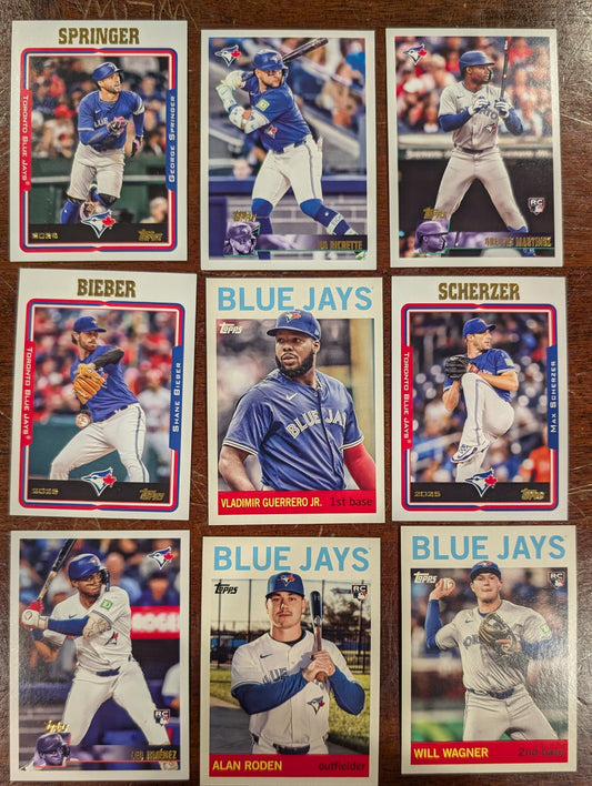 2025 Topps Archives Baseball Team Set 9 Cards Toronto Blue Jays Guerrero Springer