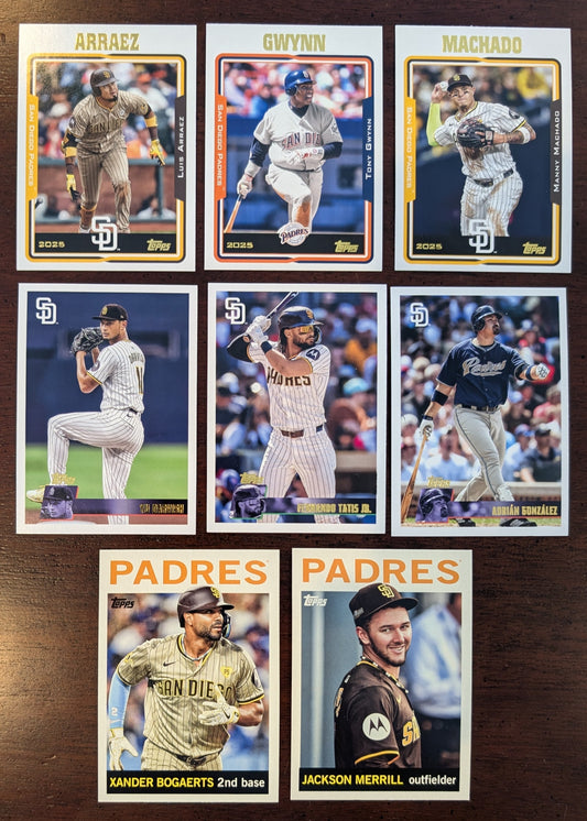 2025 Topps Archives Baseball Team Set San Diego Padres 8 Cards Tatis Merrill