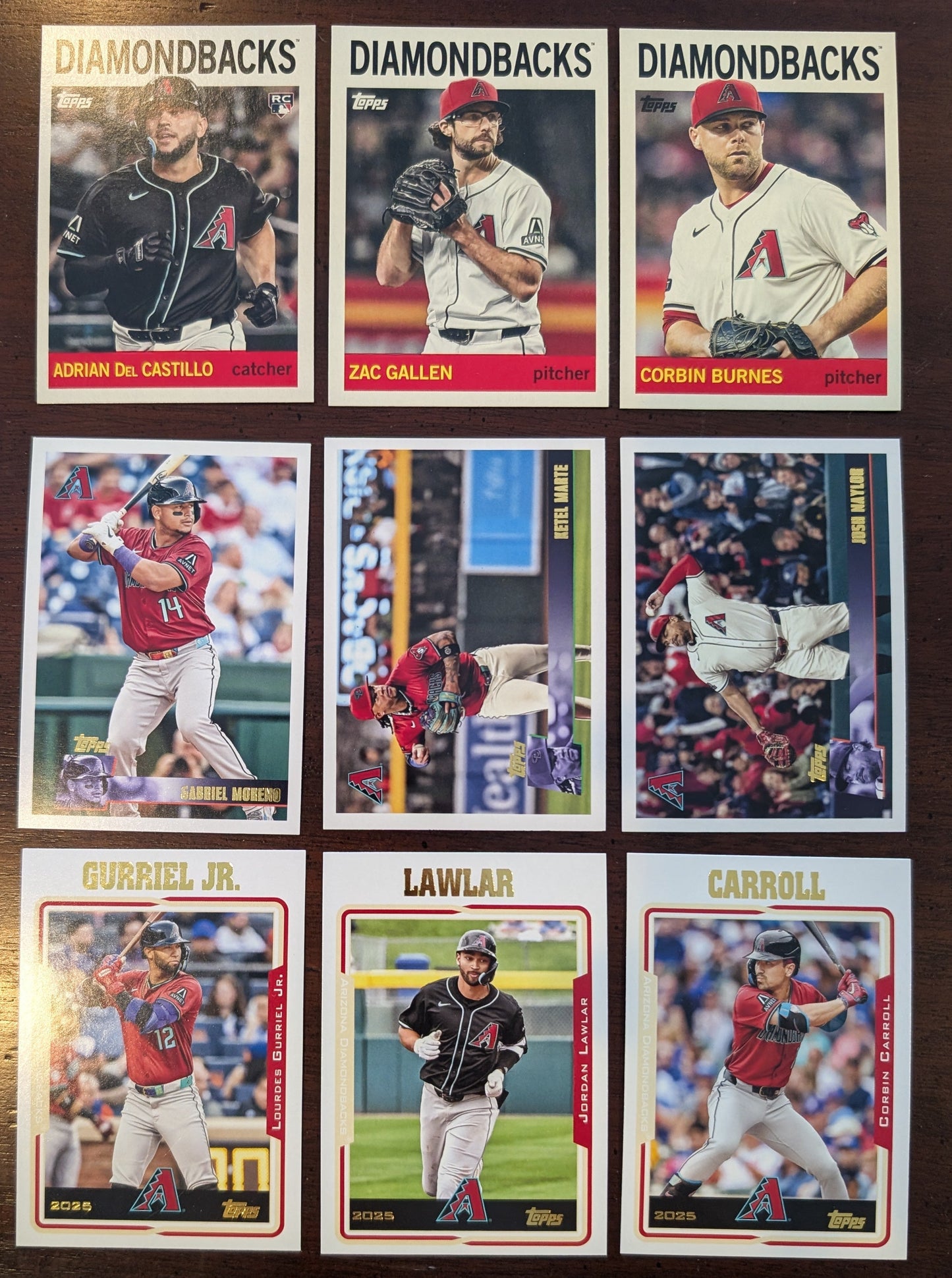 2025 Topps Archives Baseball Team Set 9 Cards Arizona Diamondbacks Corbin Carroll