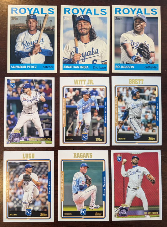 2025 Topps Archives Baseball Team Set 9 Cards Kansas City Royals Witt George Brett